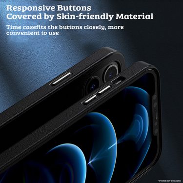 iPhone 14 Pro Max Magnetic PU Leather Case Cover with Stain-Proof Finish for Scratch & Drop Protection, Raised Bezels for Screen & Camera Protection, MagSafe Compatible - Cluster Black